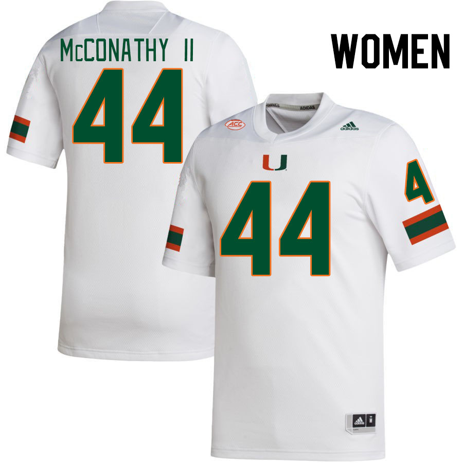 Women #44 Cole McConathy II Miami Hurricanes College Football Jerseys Stitched-White